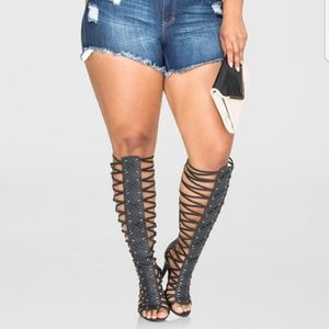 Knee High Gladiator Heels Sandals